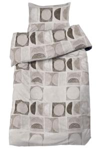 Bäddset Como, påslakan och örngott, grafiskt mönster i beige och brunt
