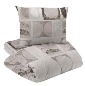 Bäddset Como, påslakan och örngott, grafiskt mönster i beige och brunt