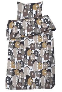 Bäddset Village, modernt bäddset med coola hus. Beige