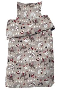 Bäddset spjälsäng Vintertid, söta isbjörnar och pingviner tillsammans med tomten. Linnefärg