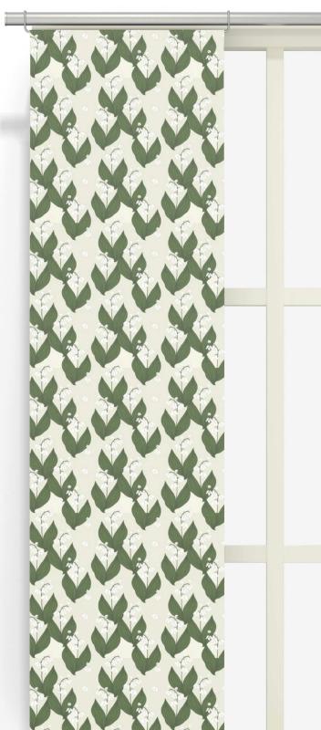 Panelgardin Skogsbrynet med liljekonvaljer, 2-pack, Stl. 43x240cm, beige, grön