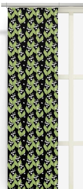 Panelgardin Skogsbrynet med liljekonvaljer, 2-pack, Stl. 43x240cm, grön, svart
