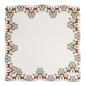 Fyrkantig duk LEKSAND med kurbitsmönster och dalahästar