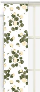 Panelgardin Astrid, 43x240x2, Pelargoner i svagt gult på vit botten