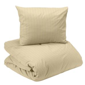 Bäddset Malte, påslakan och örngott, randigt i ljusgult med jeanssöm