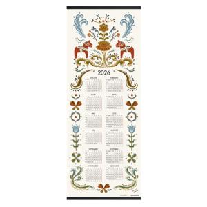 Almanacka DALAHÄST för 2026 som vepa med kurbitsmönster och dalahästar