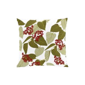 Kuddfodral VID FIKABORDET med röda blommor i klasar och gröna blad