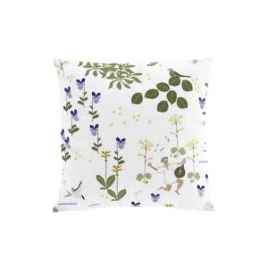 Kuddfodral RÖNNERDAHL, dansande lutspelande man bland viol blomster St. 47x47cm, offwhite