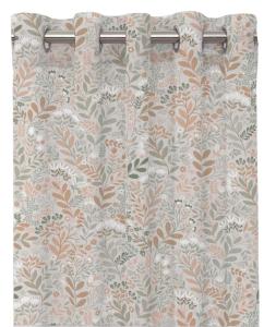 Gardin Hage med blad och blommor i persika, grönt och vitt på beige botten