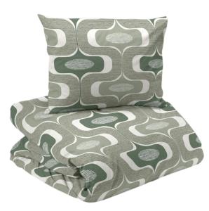 Bäddset LUDVIG med böljande grafiskt mönster i grönt