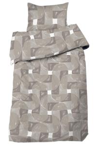 Bäddset Milton med grafiskt mönster i beige. Påslakan och örngott
