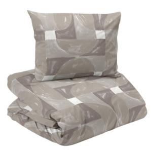 Bäddset Milton med grafiskt mönster i beige. Påslakan och örngott