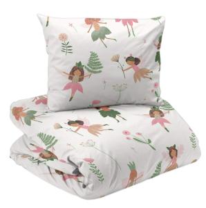 Bäddset ÄLVOR med söta små älvor i rosa på vit botten