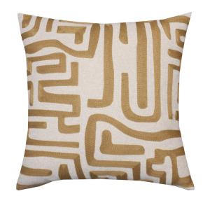 Kuddfodral TIMBER med grafiskt broderat mönster i havregult