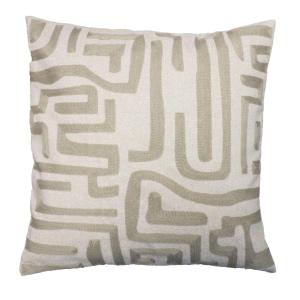 Kuddfodral TIMBER med grafiskt broderat mönster i sandfärg