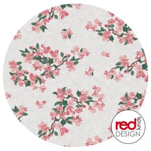 Rund Vaxduk ELSIE med vackra äppelblommor i rosa