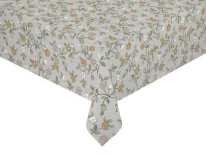 Vaxduk LOTTA på metervara med beige små blommor och blad på linne botten