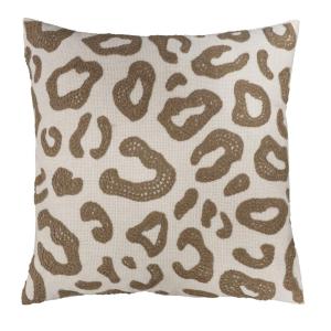 Kuddfodral HARPER med broderat leopardmönster i linnefärg