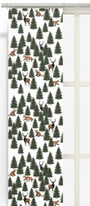 Panelgardin Granskog med rävar och hjortar bland granar, Stl. 2st 43x240cm, grön