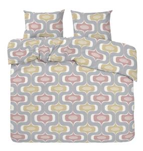 Bäddset LUDVIG Kingsize med böljande grafiskt mönster i gult