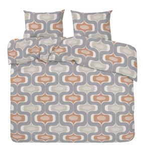 Bäddset LUDVIG Kingsize med böljande grafiskt mönster i persikofärg