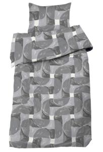 Bäddset Milton med grafiskt mönster i grått. Påslakan och örngott