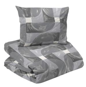 Bäddset Milton med grafiskt mönster i grått. Påslakan och örngott
