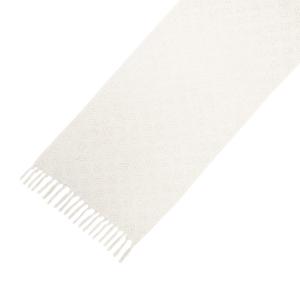 Löpare FREDRIKA, enfärgad bordslöpare med vävt mönster och frans i vitt