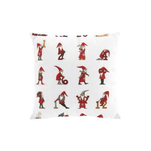 Kuddfodral Kalendertomte, tomtar från 1-24, Stl: 47x47cm, vit bottenfärg