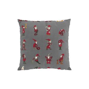 Kuddfodral Kalendertomte, tomtar från 1-24, Stl: 47x47cm, grå bottenfärg