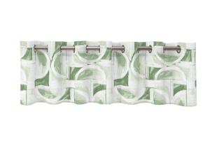 Gardinkappa MILTON med öljetter och grafiskt mönster i grönt