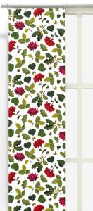 Panelgardin Blommor & Blad, dahliablommor och blad. Stl: 2st 43x240cm, röd, grön