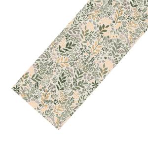 Bordslöpare HAGE med blad och blommor i gult och grönt på beige botten