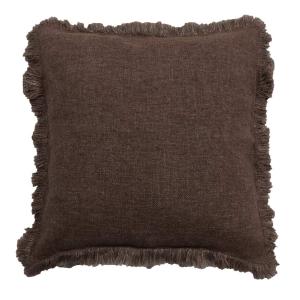 Kuddfodral Madde, enfärgad med lite grövre struktur och frans runt om i brunt