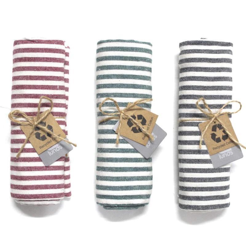 Kökshandduk RECYCLE STRIPE, 3-pack randiga i mixade färger