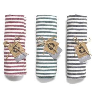 Kökshandduk RECYCLE STRIPE, 3-pack randiga i mixade färger