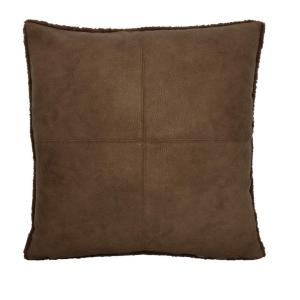 Kuddfodral RANCH, framsida i skinnimmitation, baksida i teddylook i brunt