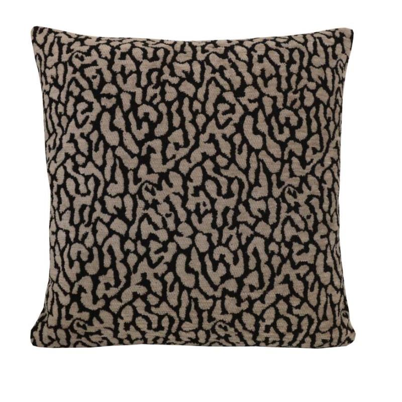 Kuddfodral DILLON, leopardmönstrad framsida, enfärgad baksida, svart och beige