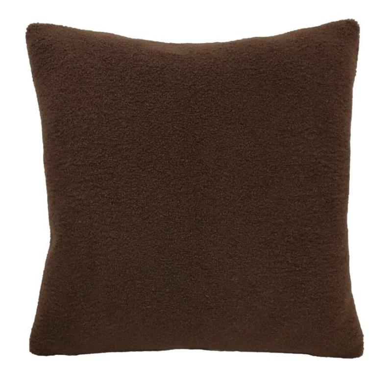 Kuddfodral MONTANA, enfärgad, fram och baksida i teddylook i brunt