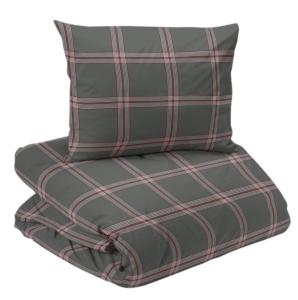 Bäddset CORTINA i flanell, rutig i grått och rött