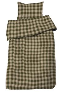 Bäddset LIVIGNO i rutig flanell i grönt och beige