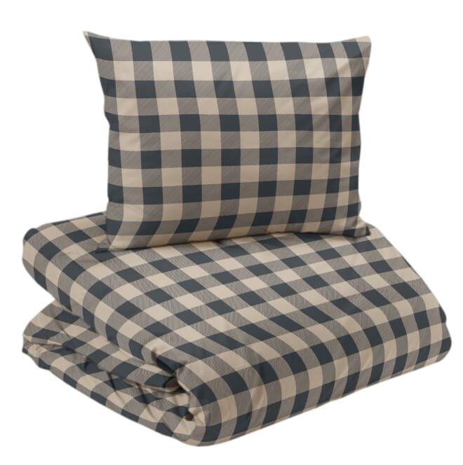 Bäddset LIVIGNO i rutig flanell i blått och beige