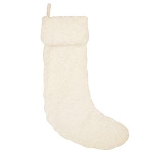 Julstrumpa BAGGE i vit fårpälsimmitation