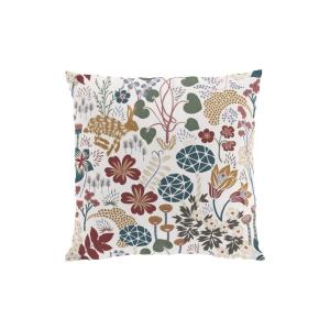 Kuddfodral Lyckeflykt, fantasifullt mönster med harar och blommor, Stl 47x47cm, multi, dova färger