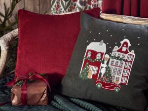 Kuddfodral EDDIE, enfärgad, smalspårig manchester, mörkröd