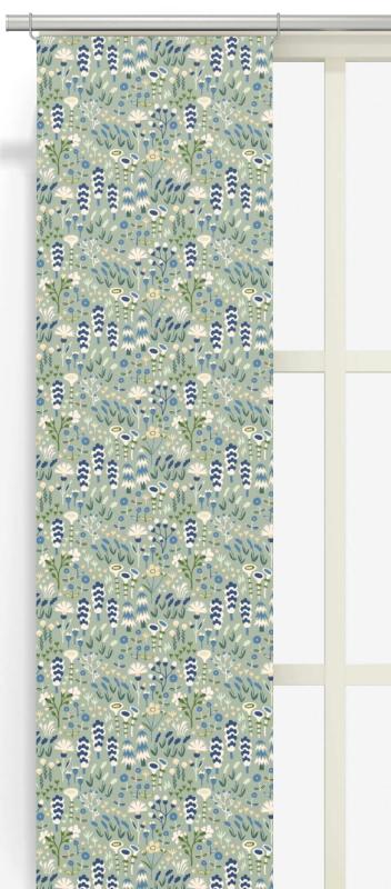 Panelgardin Örtsus med fantasifulla växter, Stl. 2st 43x240cm, grön, blå
