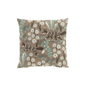 Kuddfodral Stjärnspeja med fantasifulla rävar och växter i brunt och turkos