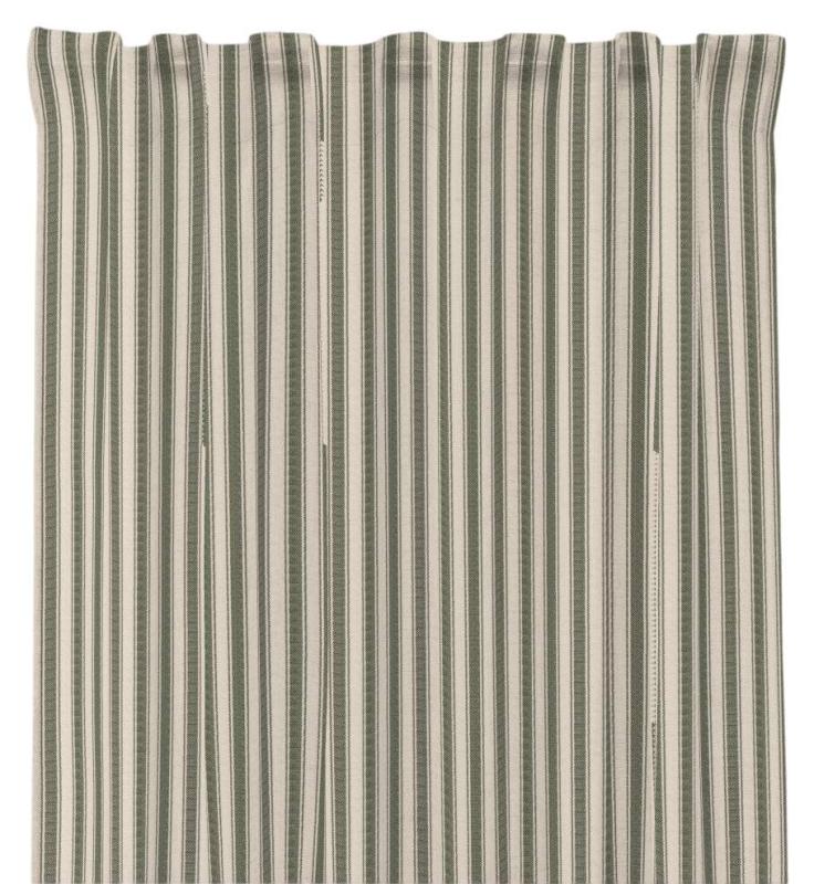 Gardin ANNA med smala ränder i mörkgrönt och offwhite