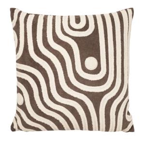 Kuddfodral ZELDA, grafiskt tuftat mönster i offwhite på mullvadsfärgad botten