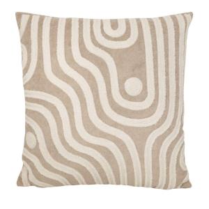 Kuddfodral ZELDA, grafiskt tuftat mönster i offwhite på linnefärgad botten